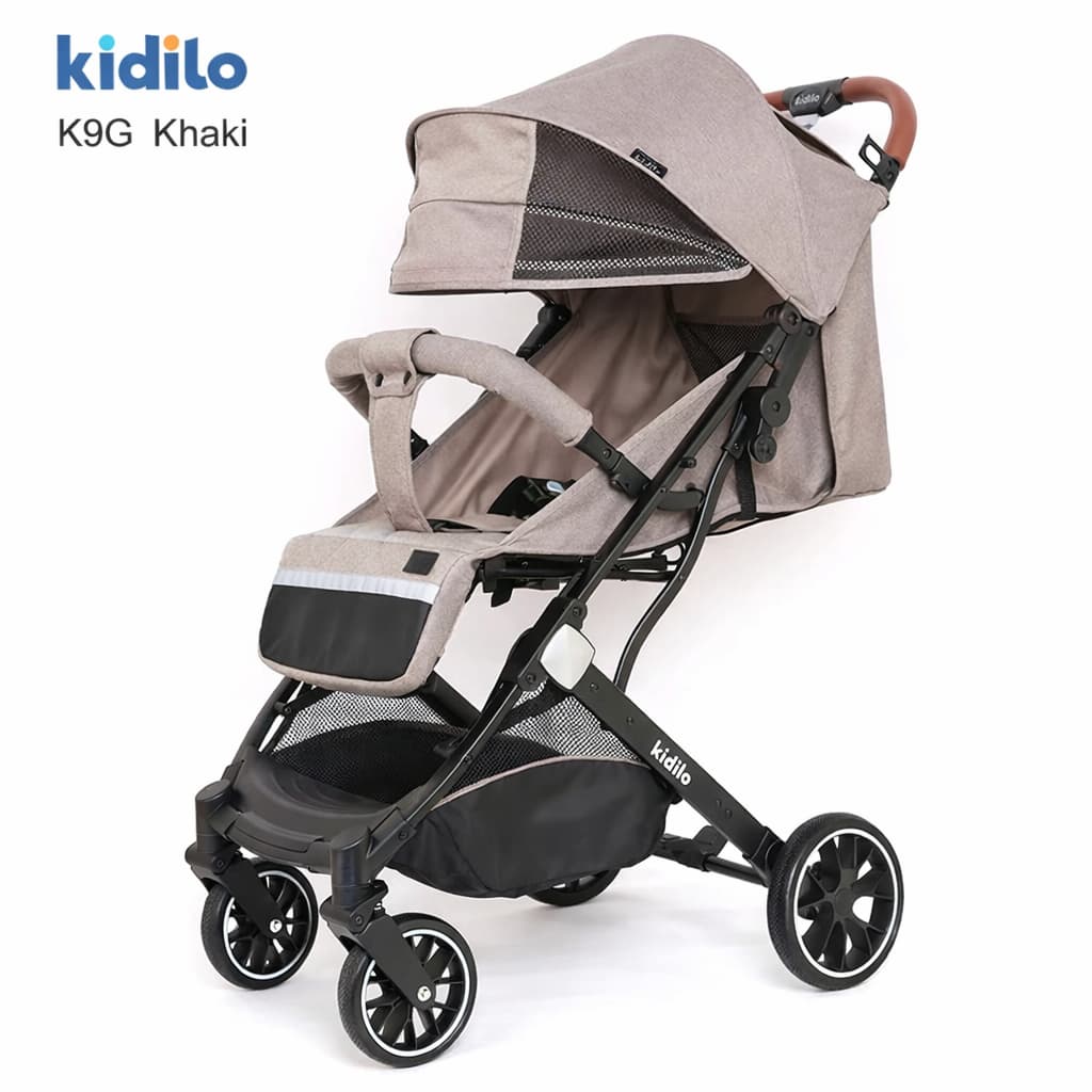 Poussette Kidilo Canoe G khaki– vue 3/4 sur fond blanc