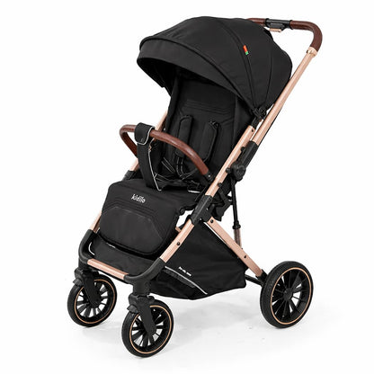 📋 Poussette valise Air Travel KIDILO 6530 PRO réversible vue 3/4 avant noir
