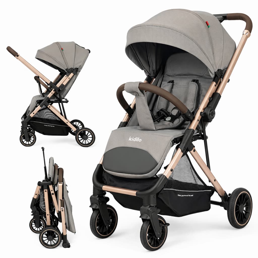 Poussette valise KIDILO 6530 MINI Air Travel & réversible gris