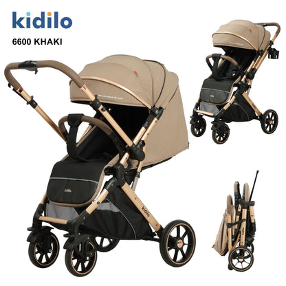 Poussette valise réversible KIDILO 6600 – confortable, maniable et compacte KHAKI