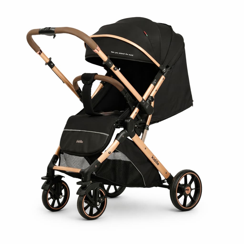 Poussette valise réversible KIDILO 6600 – confortable, maniable et compacte BLACK