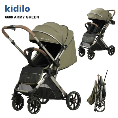 Poussette valise réversible KIDILO 6600 – confortable, maniable et compacte VERT