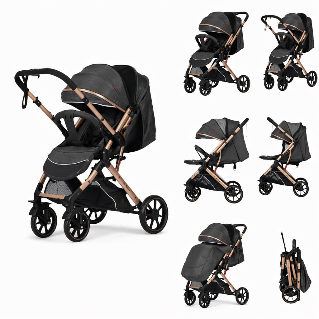 Poussette valise réversible BELECOO B1 – luxueuse, compacte et confortable BLACK