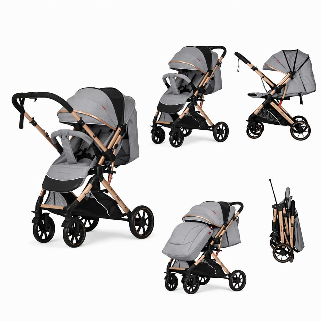 Poussette valise réversible BELECOO B1 – luxueuse, compacte et confortable GRIS