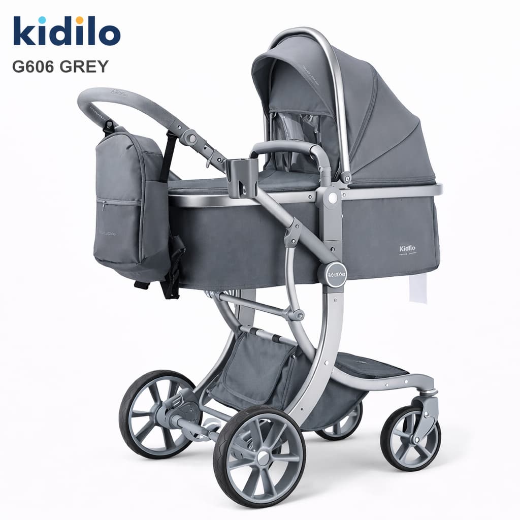 Poussette combinée 2-en-1 KIDILO G606 grise