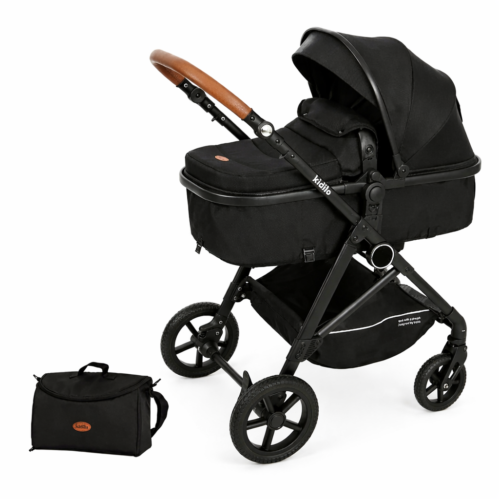 Poussette Landeau 2 en 1 KIDILO K08 Réversible Confortable et Évolutive BLACK