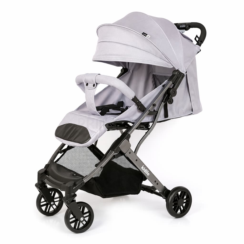 Poussette valise compacte KIDILO K8 PRO grise pour voyage et déplacements