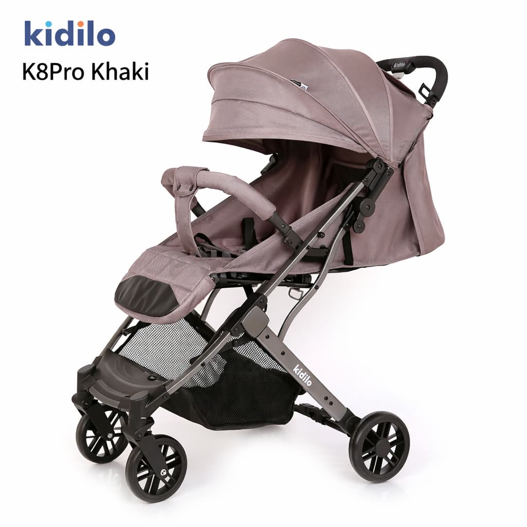 Poussette valise compacte KIDILO K8 PRO crème champagne pour voyage et déplacements