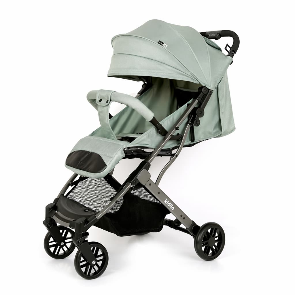Poussette valise compacte KIDILO K8 PRO vert sauge pour voyage et déplacements
