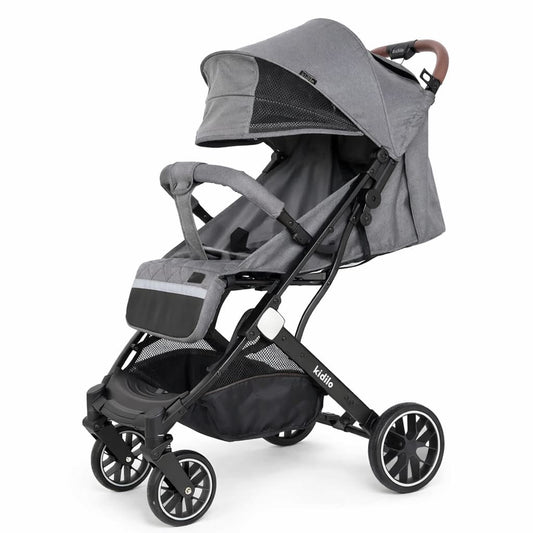 Poussette Kidilo Canoe G gris – vue 3/4 sur fond blanc