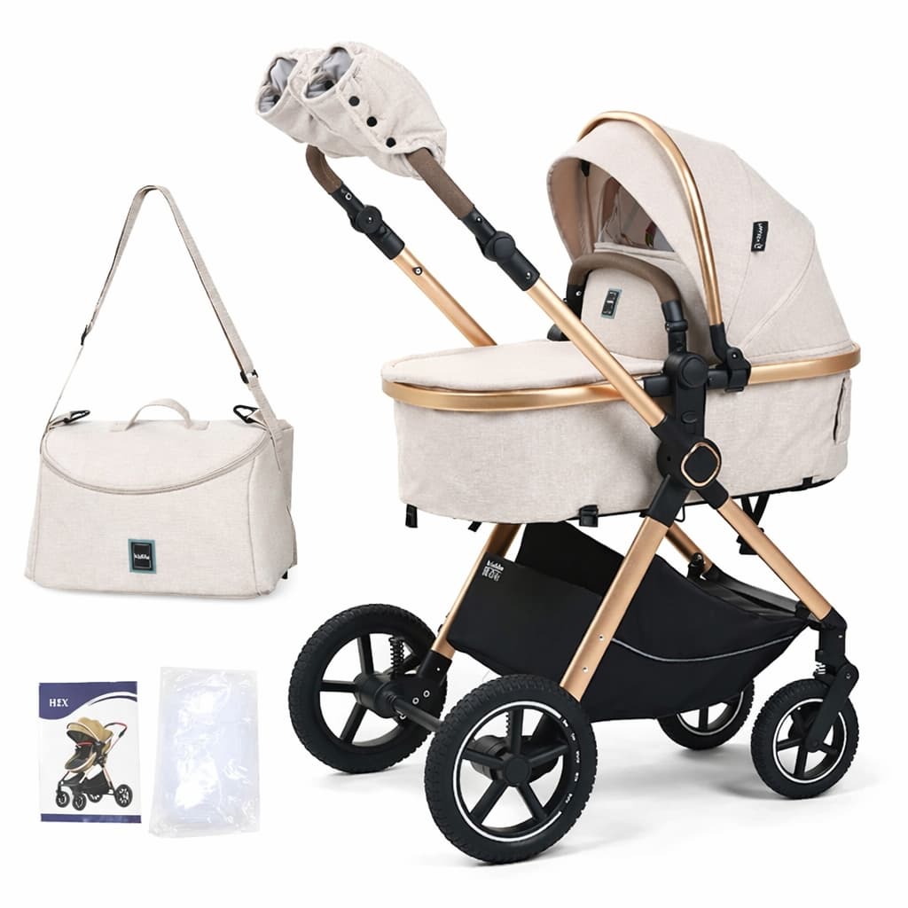 Poussette combinée 2 en 1 Kidilo H2X claire avec nacelle et accessoires
